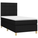 ŁÓŻKO KONTYNENTALNE Z MATERACEM 90X200CM TKANINA CZARNE