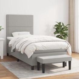 ŁÓŻKO KONTYNENTALNE Z MATERACEM 100X200CM JASNOSZARE TKANINA