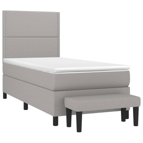 ŁÓŻKO KONTYNENTALNE Z MATERACEM 100X200CM JASNOSZARE TKANINA