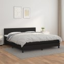 ŁÓŻKO KONTYNENTALNE Z MATERACEM CZARNE EKOSKÓRA 180X200CM