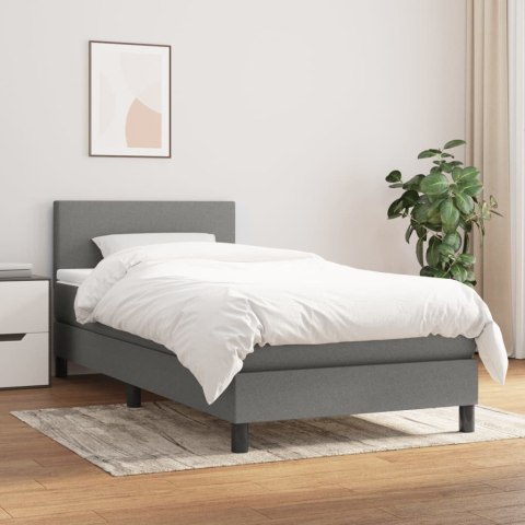 ŁÓŻKO KONTYNENTALNE Z MATERACEM 80X200CM TKANINA CIEMNOSZARA