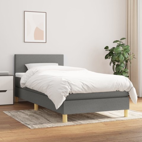 ŁÓŻKO KONTYNENTALNE Z MATERACEM 80X200CM TKANINA CIEMNOSZARA