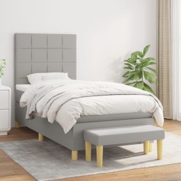 ŁÓŻKO KONTYNENTALNE Z MATERACEM 80X200CM JASNOSZARE TKANINA