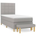 ŁÓŻKO KONTYNENTALNE Z MATERACEM 80X200CM JASNOSZARE TKANINA