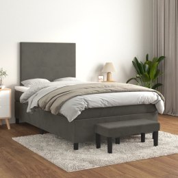 ŁÓŻKO KONTYNENTALNE Z MATERACEM 120X200CM CIEMNOSZARE AKSAMIT