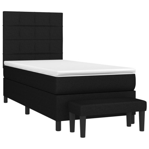 ŁÓŻKO KONTYNENTALNE Z MATERACEM 90X200CM CZARNE TKANINA