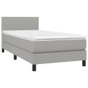 ŁÓŻKO KONTYNENTALNE Z MATERACEM 80X200CM JASNOSZARE TKANINA