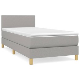 ŁÓŻKO KONTYNENTALNE Z MATERACEM 80X200CM JASNOSZARE TKANINA