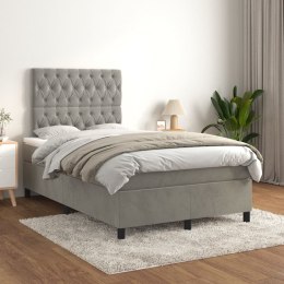 ŁÓŻKO KONTYNENTALNE Z MATERACEM 120X200CM JASNOSZARE AKSAMIT