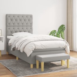 ŁÓŻKO KONTYNENTALNE Z MATERACEM TKANINA 80X200CM JASNOSZARE