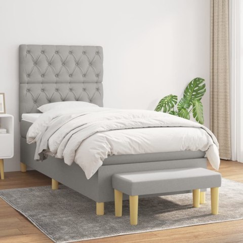 ŁÓŻKO KONTYNENTALNE Z MATERACEM TKANINA 80X200CM JASNOSZARE