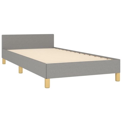 RAMA ŁÓŻKA Z ZAGŁÓWKIEM SZARA 80X200CM TAPICEROWANA TKANINĄ