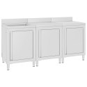 SZAFKA GASTRONOMICZNA ZE ZLEWEM 180X60X96CM STAL NIERDZEWNA