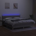 ŁÓŻKO KONTYNENTALNE Z MATERACEM JASNOSZARE 160X200CM TKANINA
