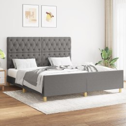 RAMA ŁÓŻKA BEZ MATERACA, CIEMNOSZARA, 160X200 CM, OBITA TKANINĄ