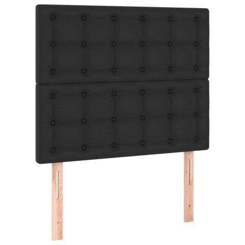 ŁÓŻKO KONTYNENTALNE Z MATERACEM 100X200CM CZARNE EKOSKÓRA