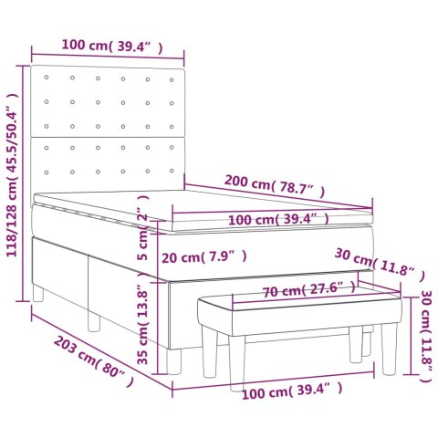 ŁÓŻKO KONTYNENTALNE Z MATERACEM 100X200CM CZARNE EKOSKÓRA