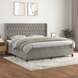 ŁÓŻKO KONTYNENTALNE Z MATERACEM 200X200CM JASNOSZARE AKSAMIT