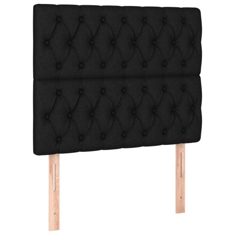 ŁÓŻKO KONTYNENTALNE Z MATERACEM 90X200CM CZARNE TKANINA