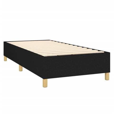 ŁÓŻKO KONTYNENTALNE Z MATERACEM 90X200CM CZARNE TKANINA