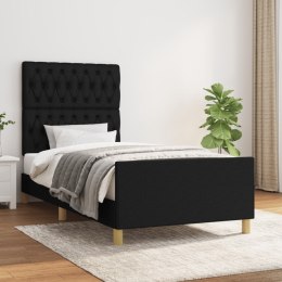 RAMA ŁÓŻKA Z ZAGŁÓWKIEM CZARNA 90X200CM OBITA TKANINĄ