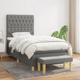 ŁÓŻKO KONTYNENTALNE Z MATERACEM 90X190CM CIEMNOSZARA TKANINA