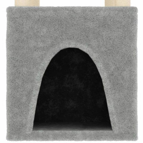 DRAPAK DLA KOTA Z SIZALOWYMI SŁUPKAMI JASNOSZARY 147CM