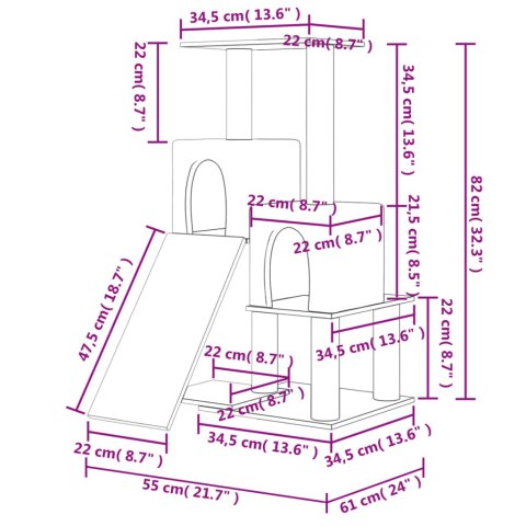 DRAPAK DLA KOTA Z SIZALOWYMI SŁUPKAMI KREMOWY 82CM