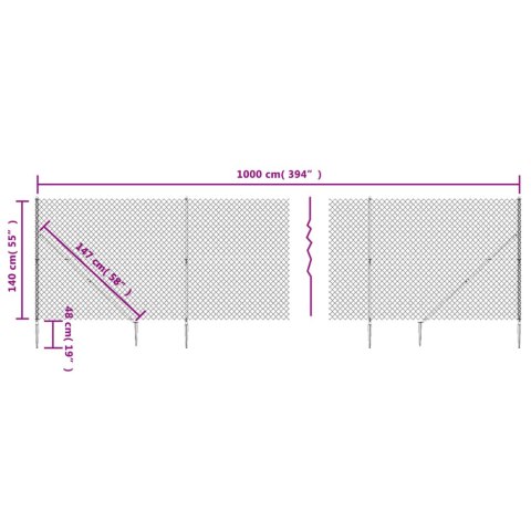 OGRODZENIE Z SIATKI Z KOTWAMI ZIELONE 1,4X10M