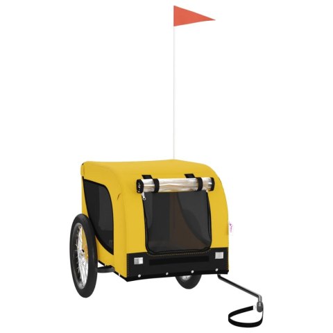 PRZYCZEPKA ROWEROWA DLA ZWIERZĄT PSA KOTA ŻÓŁTO-CZARNA TKANINA I ŻELAZO