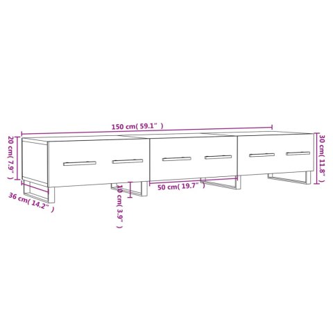 SZAFKA POD TELEWIZOR SZAROŚĆ BETONU 150X36X30CM