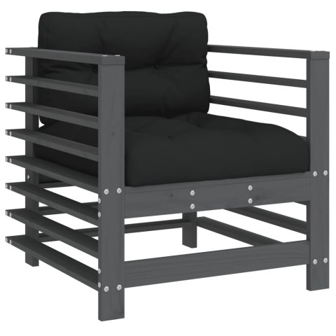 FOTELE OGRODOWE Z PODUSZKAMI 2 SZT SZARE DREWNO SOSNOWE