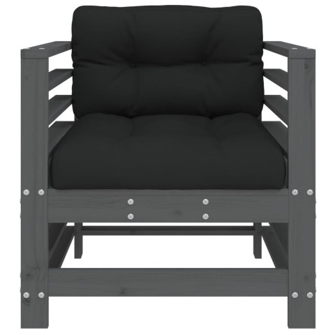 FOTELE OGRODOWE Z PODUSZKAMI 2 SZT SZARE DREWNO SOSNOWE