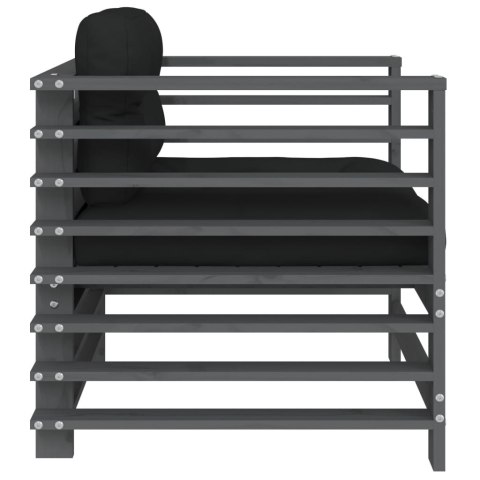 FOTELE OGRODOWE Z PODUSZKAMI 2 SZT SZARE DREWNO SOSNOWE