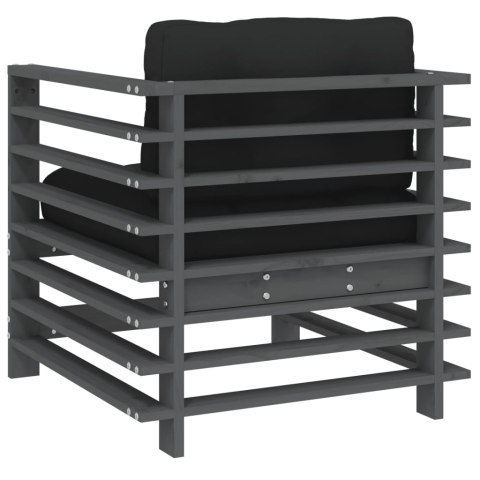 FOTELE OGRODOWE Z PODUSZKAMI 2 SZT SZARE DREWNO SOSNOWE