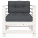 FOTELE OGRODOWE Z PODUSZKAMI 2 SZT BIAŁE DREWNO SOSNOWE