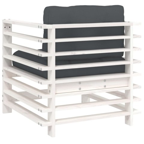 FOTELE OGRODOWE Z PODUSZKAMI 2 SZT BIAŁE DREWNO SOSNOWE