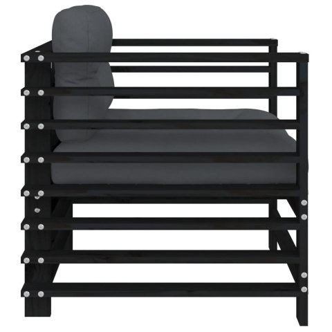 FOTELE OGRODOWE Z PODUSZKAMI 2 SZT CZARNE DREWNO SOSNOWE