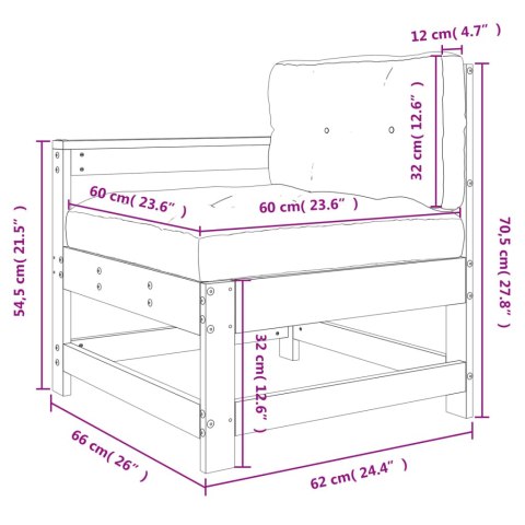 FOTEL OGRODOWY Z PODUSZKAMI BIAŁY DREWNO SOSNOWE