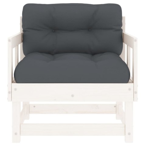 FOTELE OGRODOWE Z PODUSZKAMI 2 SZT BIAŁE DREWNO SOSNOWE