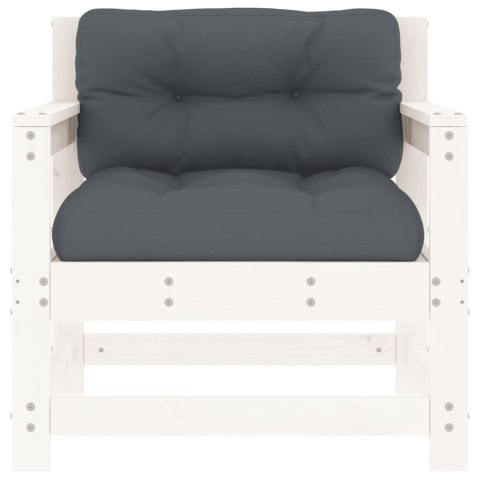 FOTELE OGRODOWE Z PODUSZKAMI 2 SZT BIAŁE DREWNO SOSNOWE