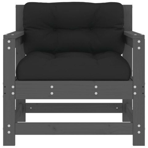 FOTELE OGRODOWE Z PODUSZKAMI 2 SZT SZARE DREWNO SOSNOWE