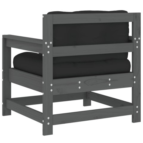 FOTELE OGRODOWE Z PODUSZKAMI 2 SZT SZARE DREWNO SOSNOWE