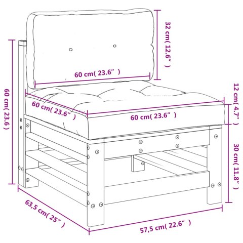 SIEDZISKO ŚRODKOWE Z PODUSZKAMI BIAŁE DREWNO SOSNOWE