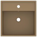 KWADRATOWA UMYWALKA Z PRZELEWEM MATOWY KREMOWY 41X41CM