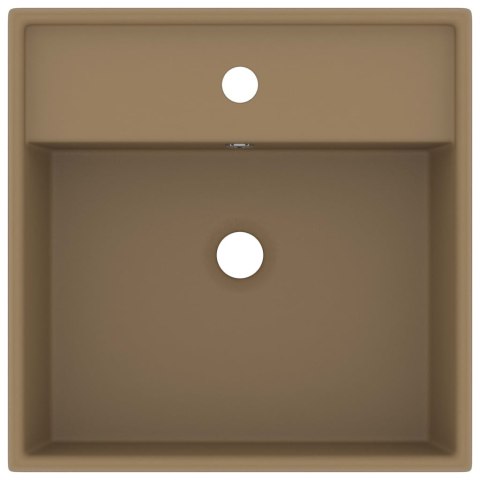 KWADRATOWA UMYWALKA Z PRZELEWEM MATOWY KREMOWY 41X41CM