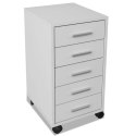 SZAFKA BIUROWA Z KÓŁKAMI I 5 SZUFLADAMI BIAŁA