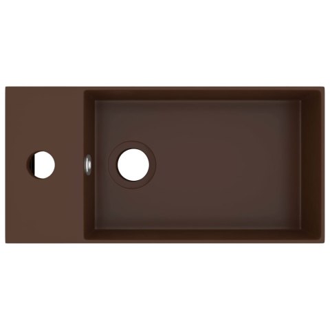 UMYWALKA Z OTWOREM PRZELEWOWYM CERAMIKA CIEMNOBRĄZOWA