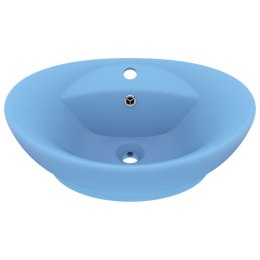 OWALNA UMYWALKA Z PRZELEWEM MATOWY BŁĘKIT 58 5X39CM CERAMIKA