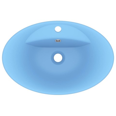 OWALNA UMYWALKA Z PRZELEWEM MATOWY BŁĘKIT 58 5X39CM CERAMIKA